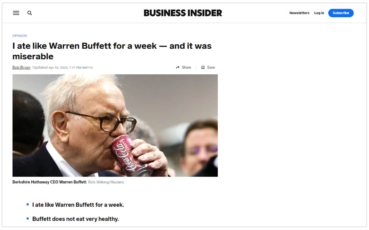 warren buffet diyeti